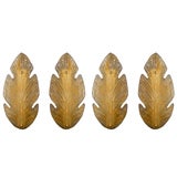 Set of Four Outstanding Large Leaf Murano Glass Sconces by Barovier & Toso