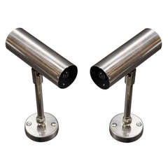 Pair of Adjustable Chrome Cylinder Sconces Designed by Jacques Biny