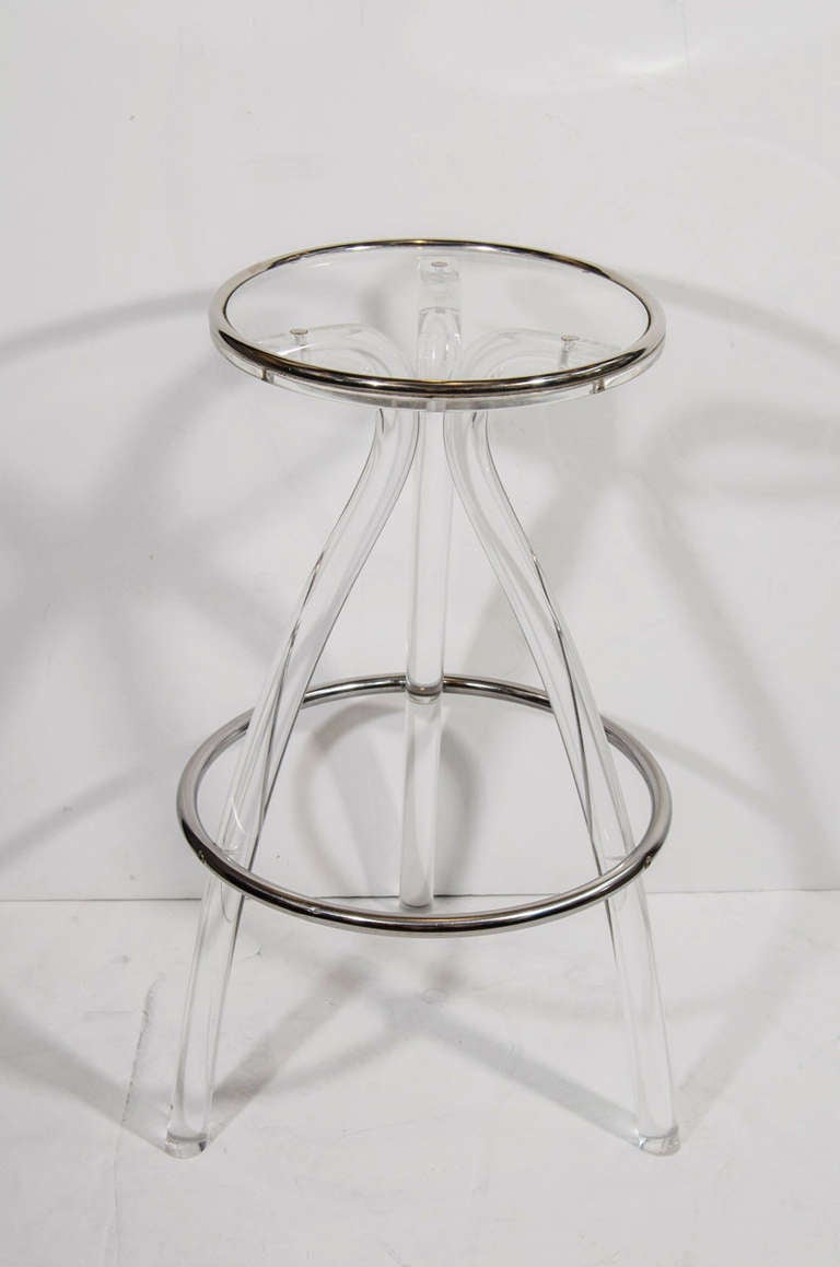 Pair of Ultra Modernist Lucite Bar/Counter Stools 2