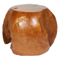 Organic Teak Wood Spherical Side Table or Stool