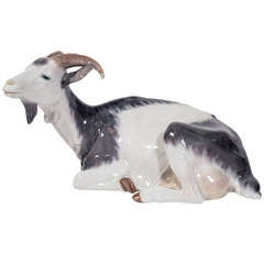 Vintage Elegant Porcelain Goat Figurine by C. Thomsen for Royal Copenhagen