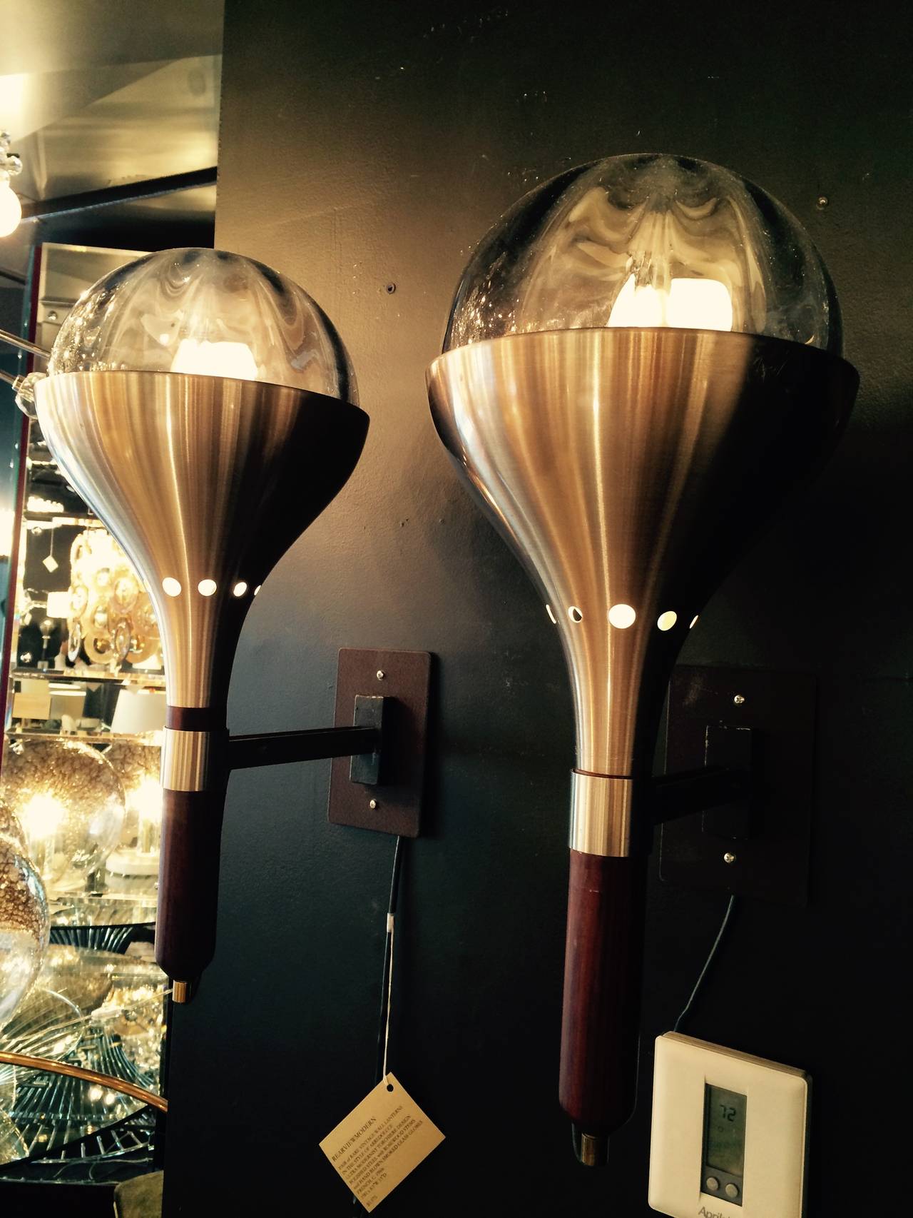 Pair of Rare Vintage Wall Lanterns in the Style of Arredoluce