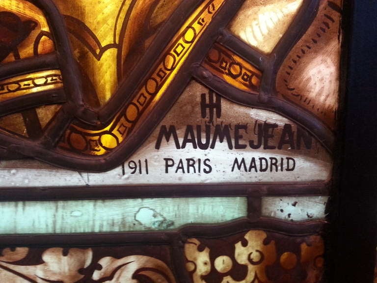 Oustanding & Rare Antique Stained Glass Panel by Mauméjean Frères 3