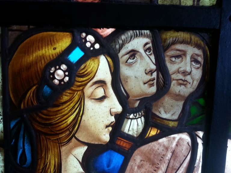 Oustanding & Rare Antique Stained Glass Panel by Mauméjean Frères In Excellent Condition In Fort Lauderdale, FL