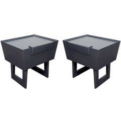 Pair of Modernist Grey Cerused Oak End Tables/Night Stands Designed Paul Laszlo