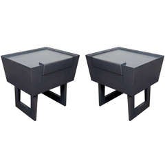 Pair of Modernist Grey Cerused Oak End Tables/Night Stands Designed Paul Laszlo