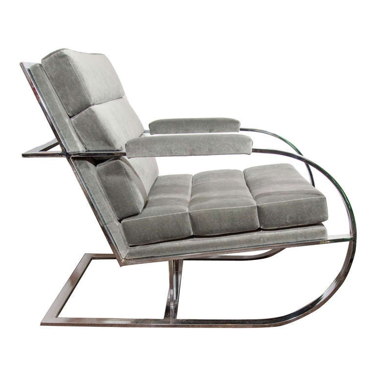 Rare Modernist Lounge Chair with Horizontal Tufting Designed by Milo Baughman