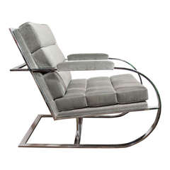 Rare Modernist Lounge Chair with Horizontal Tufting Designed by Milo Baughman