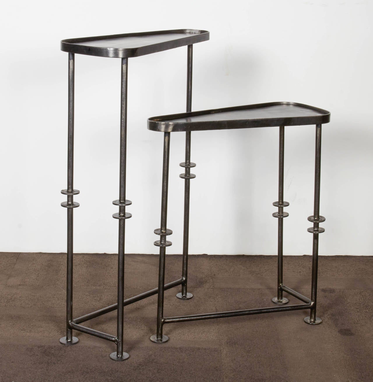 Industrial Nesting Tables and Side Tables in Burnished Metal at 1stDibs