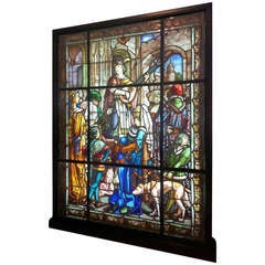 Oustanding & Rare Vintage Stained Glass Panel by Mauméjean Frères