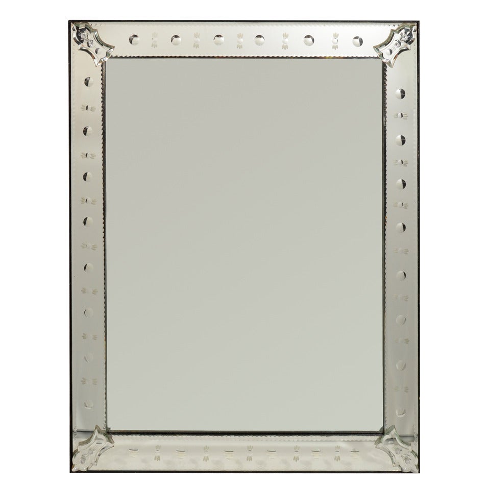 Elegant Venetian Mirror with Reverse Etched Designs