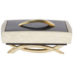 Genuine Shagreen and Lacquered Pen Shell Footed Box