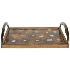 Exotic Shagreen Serving Tray with Mother-of-Pearl Inlays and Bronze Hardware