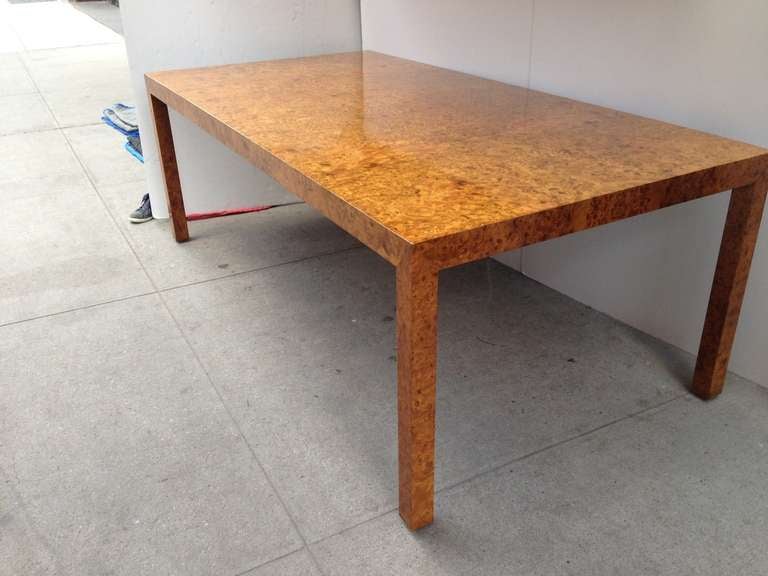 Parsons Style Dining Table in Burled Olive Wood Designed by Milo