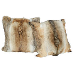 Pair of Luxury Coyote Fur Throw Pillows