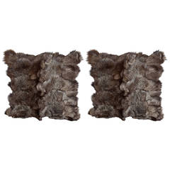 Pair of Ultra Luxe Fox Fur Pillows in Hues of Grey 8
