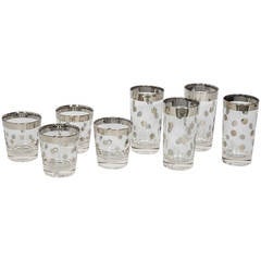 Set of Eight Dorothy Thorpe Barware Glasses with Polka Dot Design