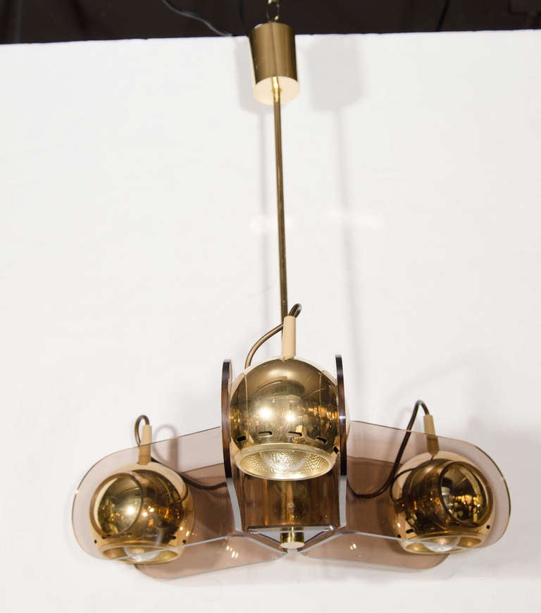 Mid Century Modern Triad Light Fixture Designed by Gino Sarfatti