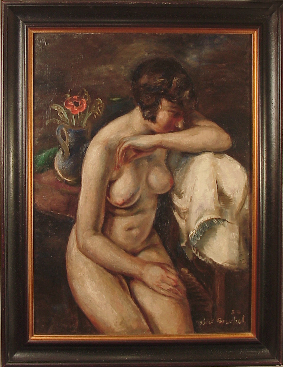 French Art Deco Oil Painting of a Nude Model, by Rbt Bouchet, 1925 For Sale