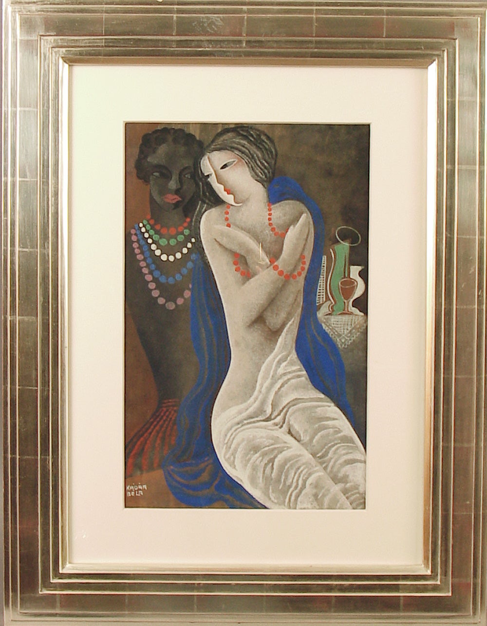 Bela Kadar's "Femmes Avec Des Perles" Art Deco/Modernist Painting For Sale