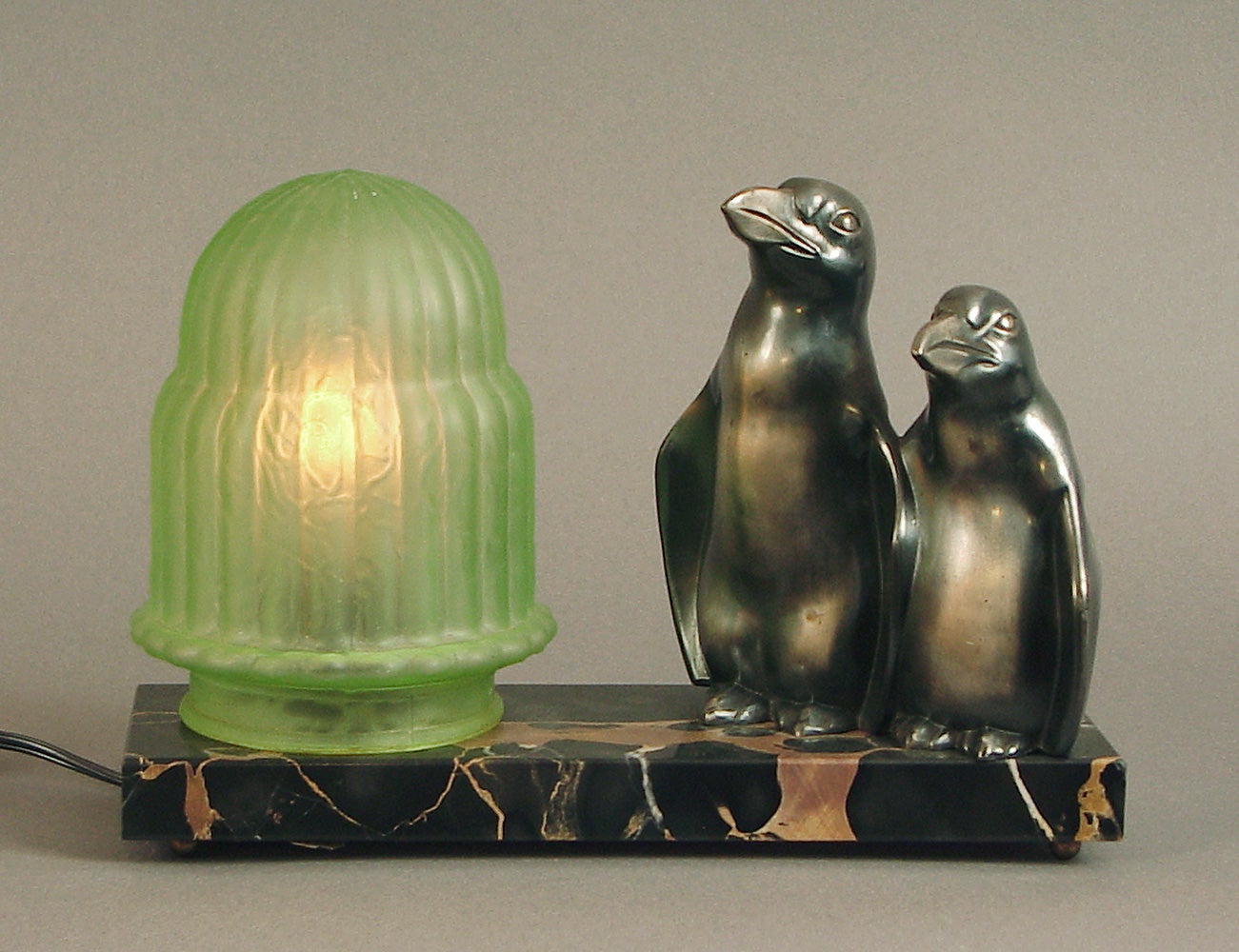 Monsieur et Madame Penguin, lampe Art Déco française