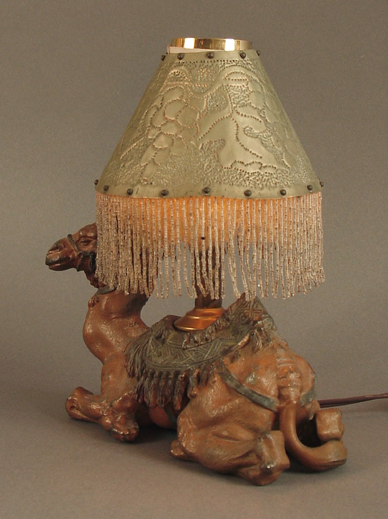 Painted Art Deco Camel Lamp Ca. 1925