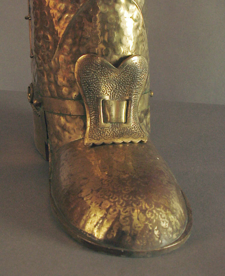 Only the French: Cowboy Boot with Spur and Buckle, Solid Brass Umbrella Stand 1