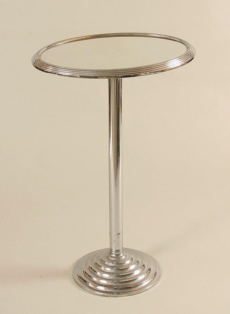 French Art Deco Chrome & Mirrored Cocktail Table