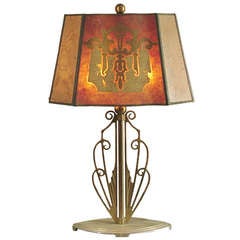 A Fine American Art Deco Table Lamp with Mica Shade