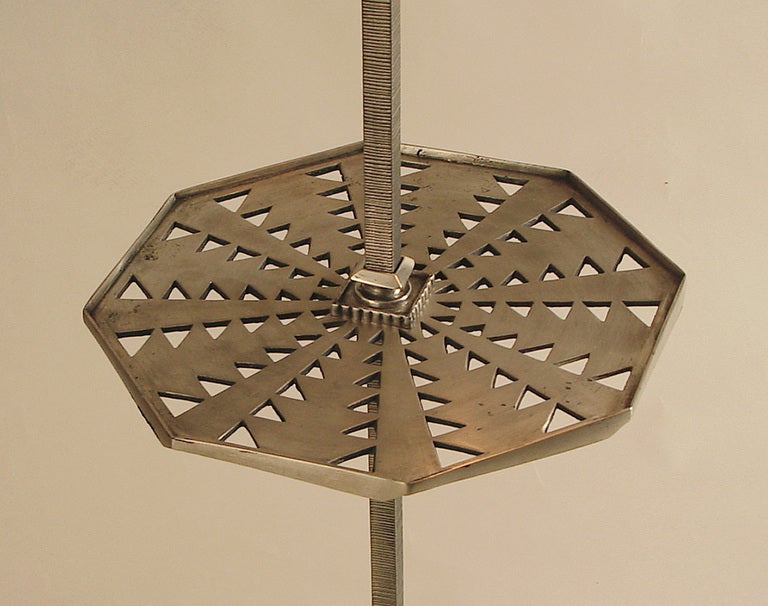 American Art Deco Mica Shade Floor Lamp (Nickel) with Tray 1