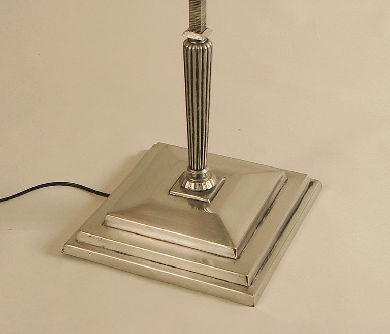 American Art Deco Mica Shade Floor Lamp (Nickel) with Tray 2