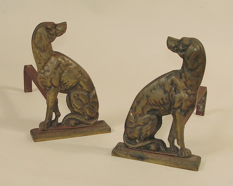Olde English Brass "Fire Dogs" -- Doggy Andirons
