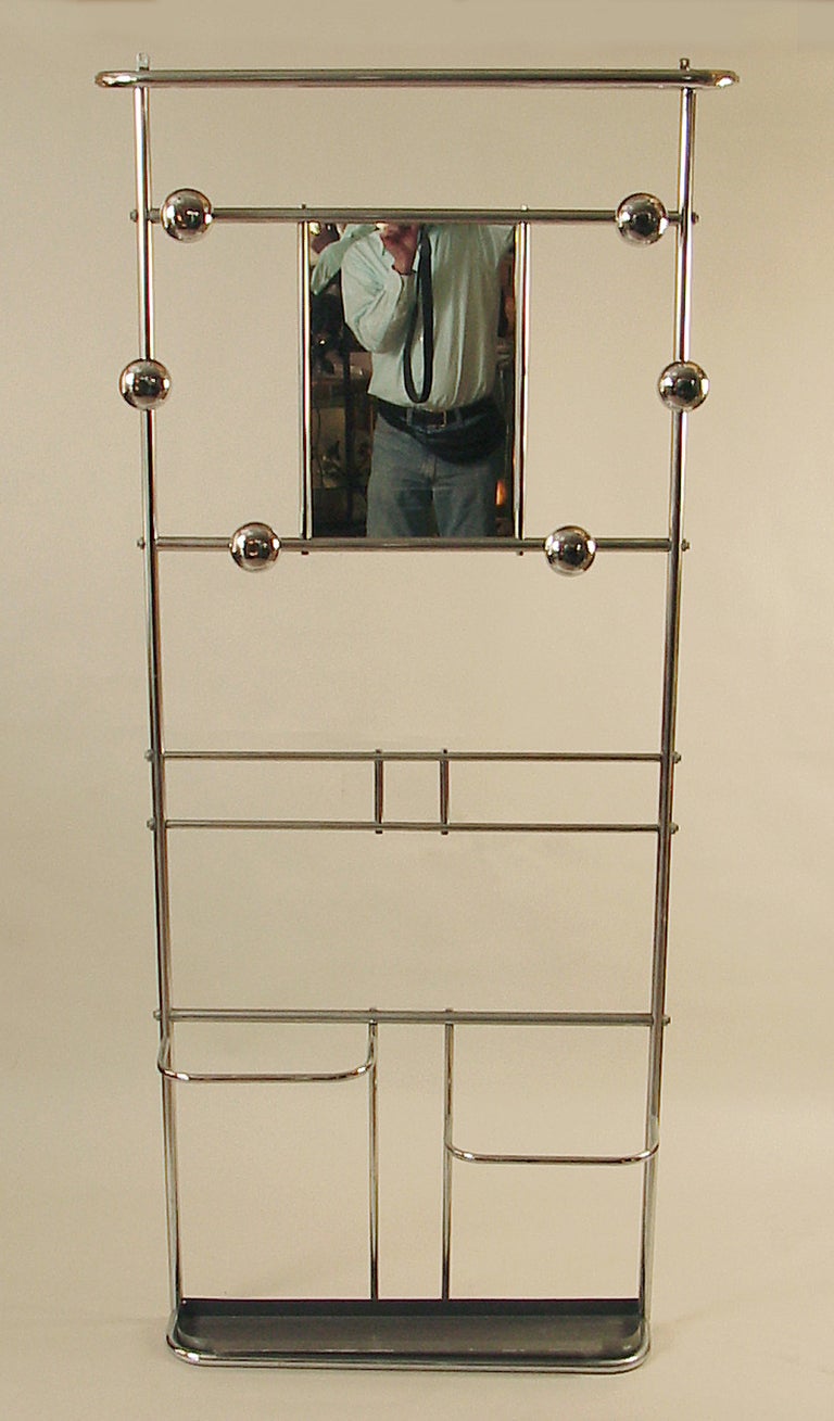 Chromed Steel  Art Deco/Moderne Hall Tree, Minimalist
