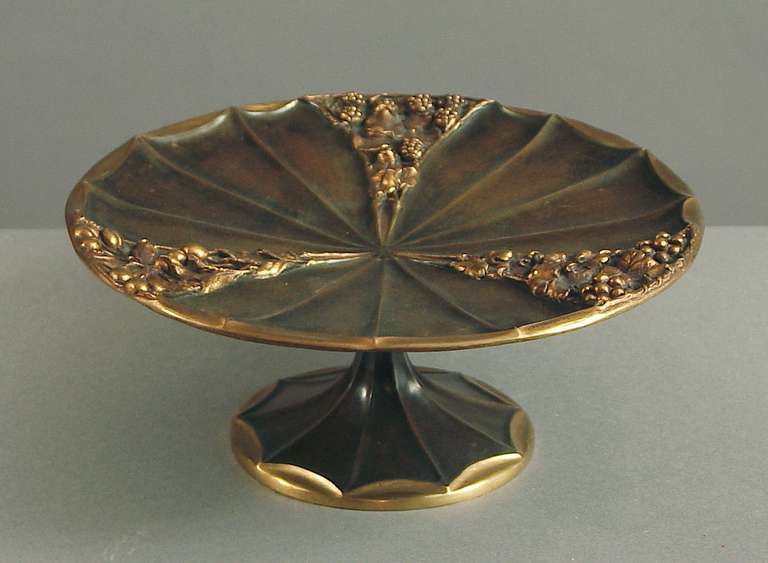 A Decorative French Art Nouveau Bronze Compote by LeRoyer