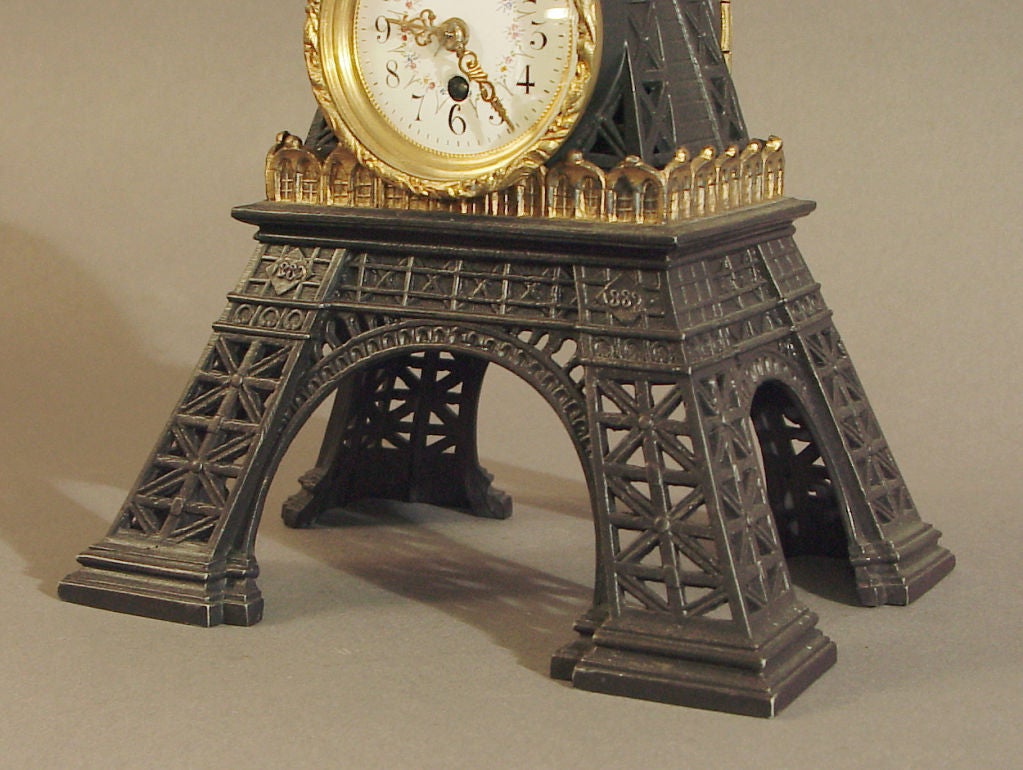 Spelter French Eiffel Tower Clock