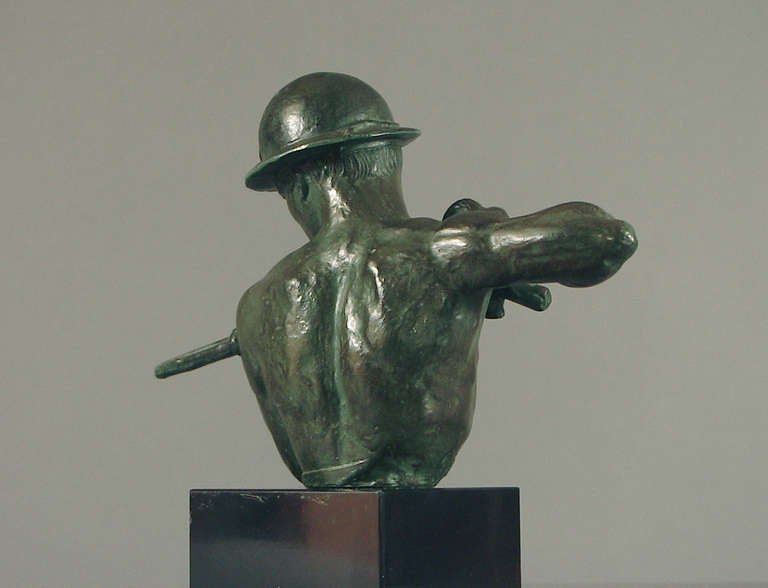 French Art Deco Sculpture of a Miner, on a Marble Plinth 1