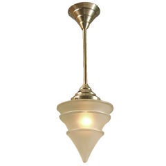 French Art Deco/Moderne Ceiling Light, Pyramiding Motifs