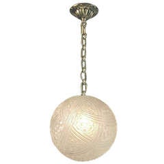 Antique Fabulously Designed French Art Deco Ball Chandelier by Des Hanots