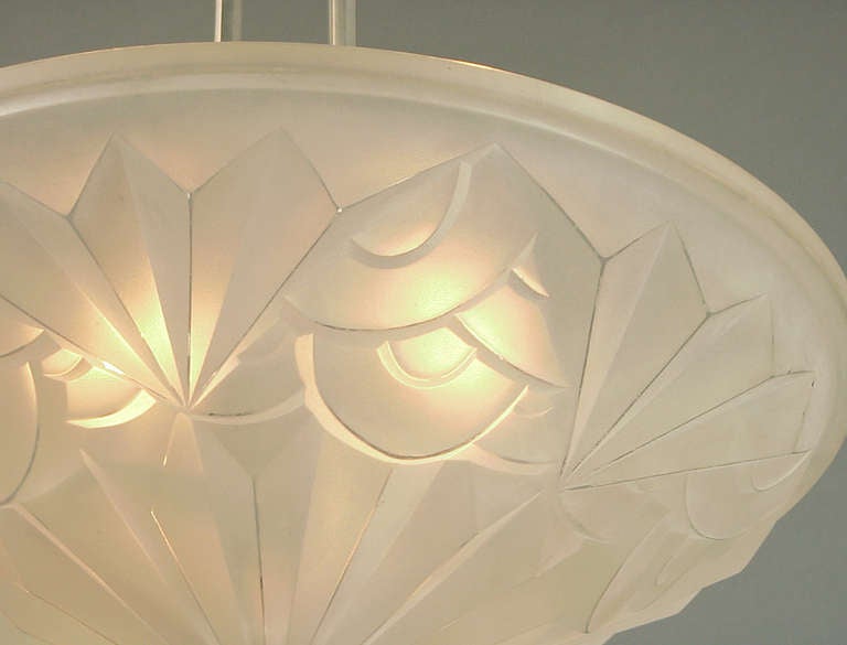 20th Century A Signature French Art Deco Chandelier by Degué