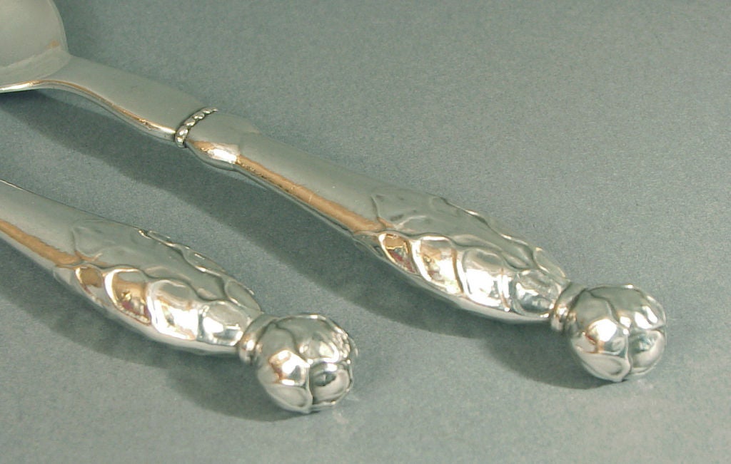 Georg Jensen Sterling Silver Serving Utensils, Art Nouveau Style