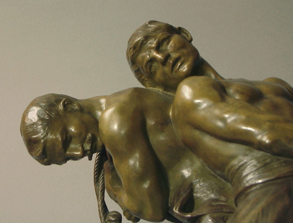 Sculpture en bronze Art Déco/Nouveau de deux hommes travaillants : Schiffszieher par Levasseur Excellent état à San Francisco, CA