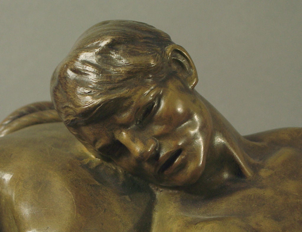 20ième siècle Sculpture en bronze Art Déco/Nouveau de deux hommes travaillants : Schiffszieher par Levasseur