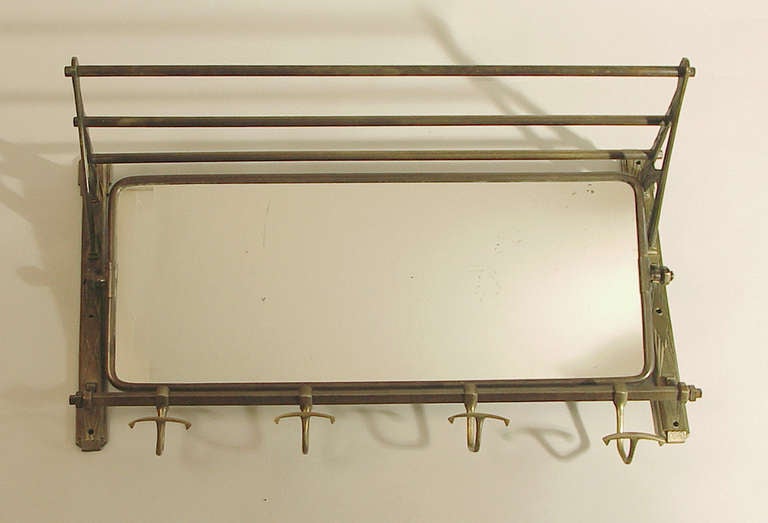 20th Century Solid Brass Decorated French Art Deco Hall Tree-Coat Rack-Wall Tree