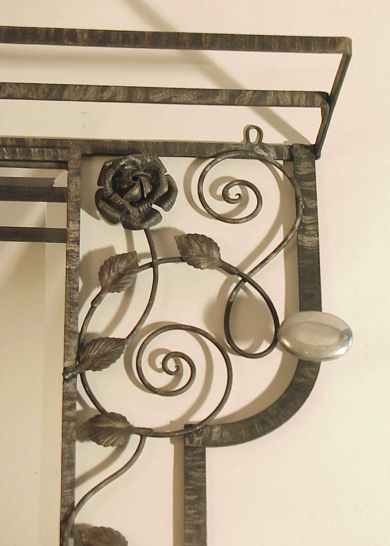 French Art Deco Wrought Iron and Chrome Hall Tree/Coat Rack In Good Condition For Sale In San Francisco, CA