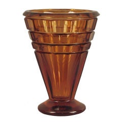 Art Deco Amber Moser Faceted Glass Vase