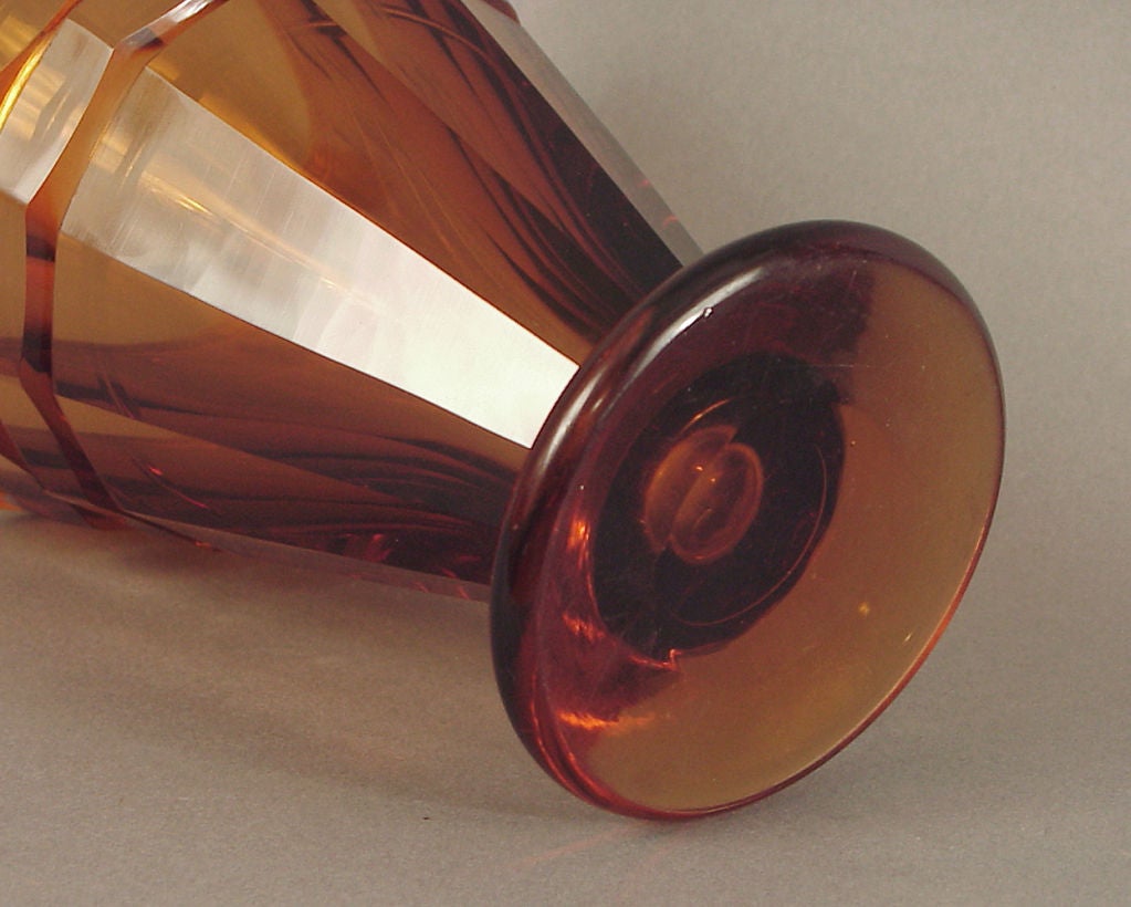 20th Century Art Deco Amber Moser Faceted Glass Vase