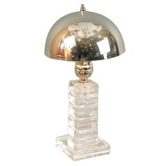 French Modernist Crystal Art Deco Lamp, Jean Sala for St. Louis