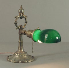 Antique A 1910 Rembrandt Table or Desk Lamp with Green Cased Glass Shade