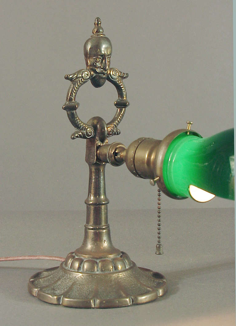 Art Deco A 1910 Rembrandt Table or Desk Lamp with Green Cased Glass Shade For Sale