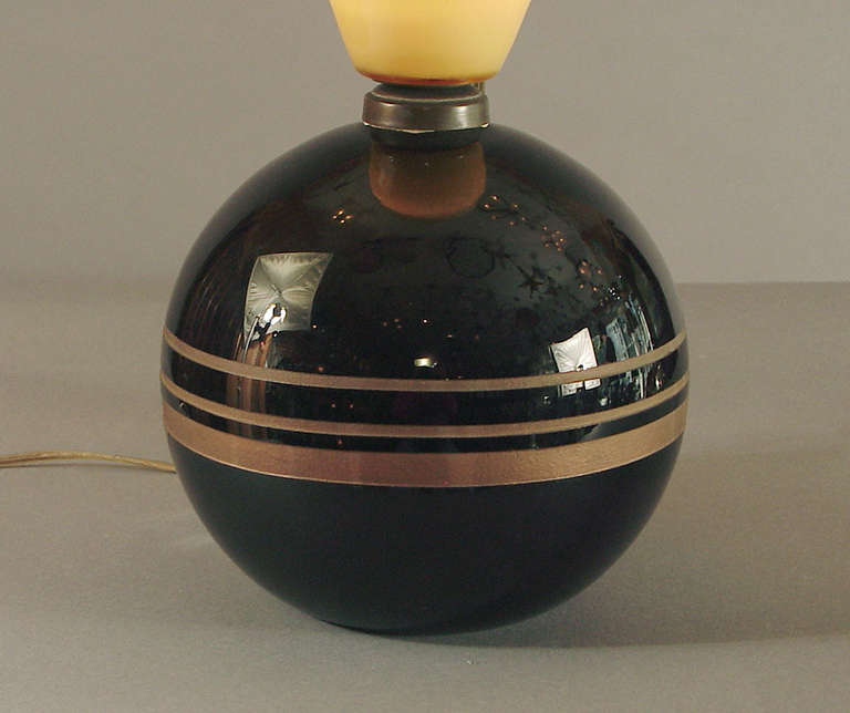 Czechoslovakian Art Deco Glass Torchiere Table Lamp In Excellent Condition In San Francisco, CA